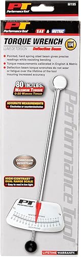Miniatura 43 de Performance Tool M195 llave dinamométrica de estilo haz de 0-80 pulgadas y 0-7 Newton-metro