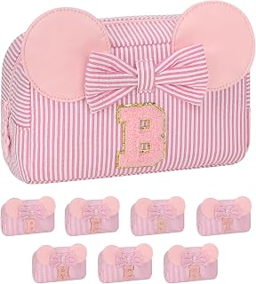 Initial Makeup Bag, Cute Makeup Bag Small Cosmetic Bag for Girls, Travel Makeup Bag Organizer, Personalized Birthday Gifts for Girls Sister Daugther Granddaugther Friend, Teen Girls Gifts Trendy Stuff