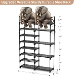 ROJASOP Organisateur de chaussures, 8-Tier Rack de chaussures en métal pour garage d'entrée, 26-32 paires plateau de rangement de chaussures Tall 15 Crochets, grand pied de chaussure empilable