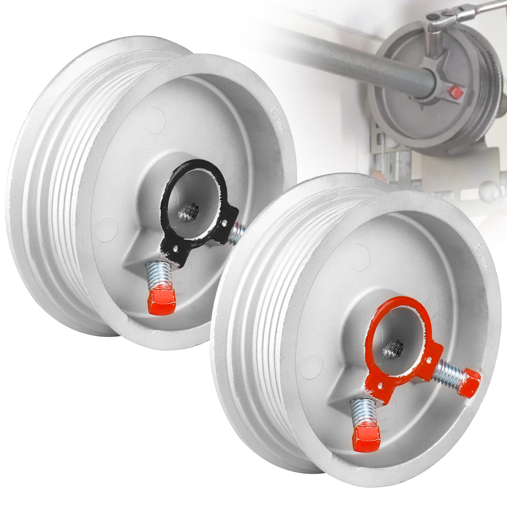 Lift Garage Door Cable Drums 400-8 Standard Lift Fits Up to 8" High Doors 1/8" Cables 1" Shaft，Overhead Garage Door Parts for Use with Torsion Spring Cables，Smooth Operation (1 Pair)-image-13