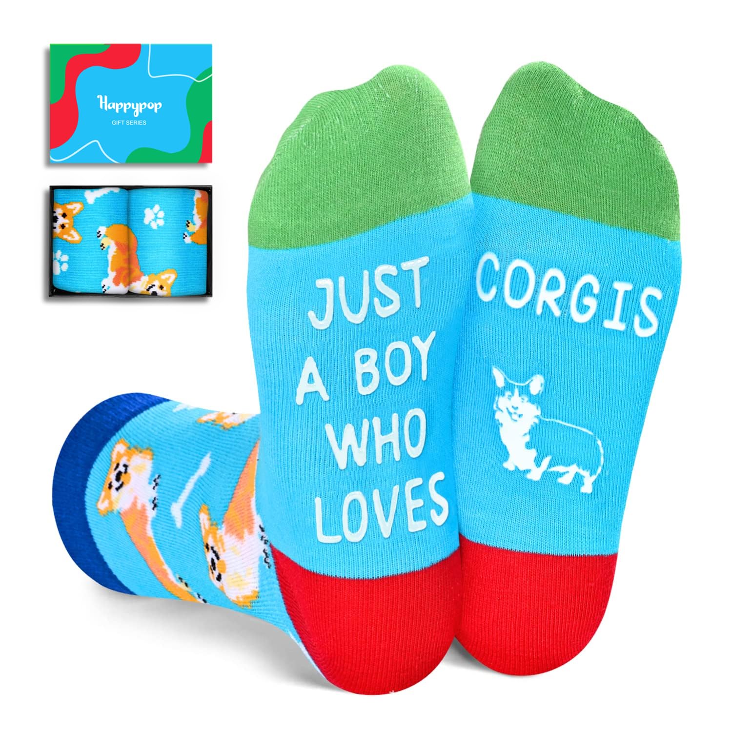 Funny Socks for Kids - Sloth Monkey Gifts for 7-9 Years Old Boy, Cute Corgi Socks