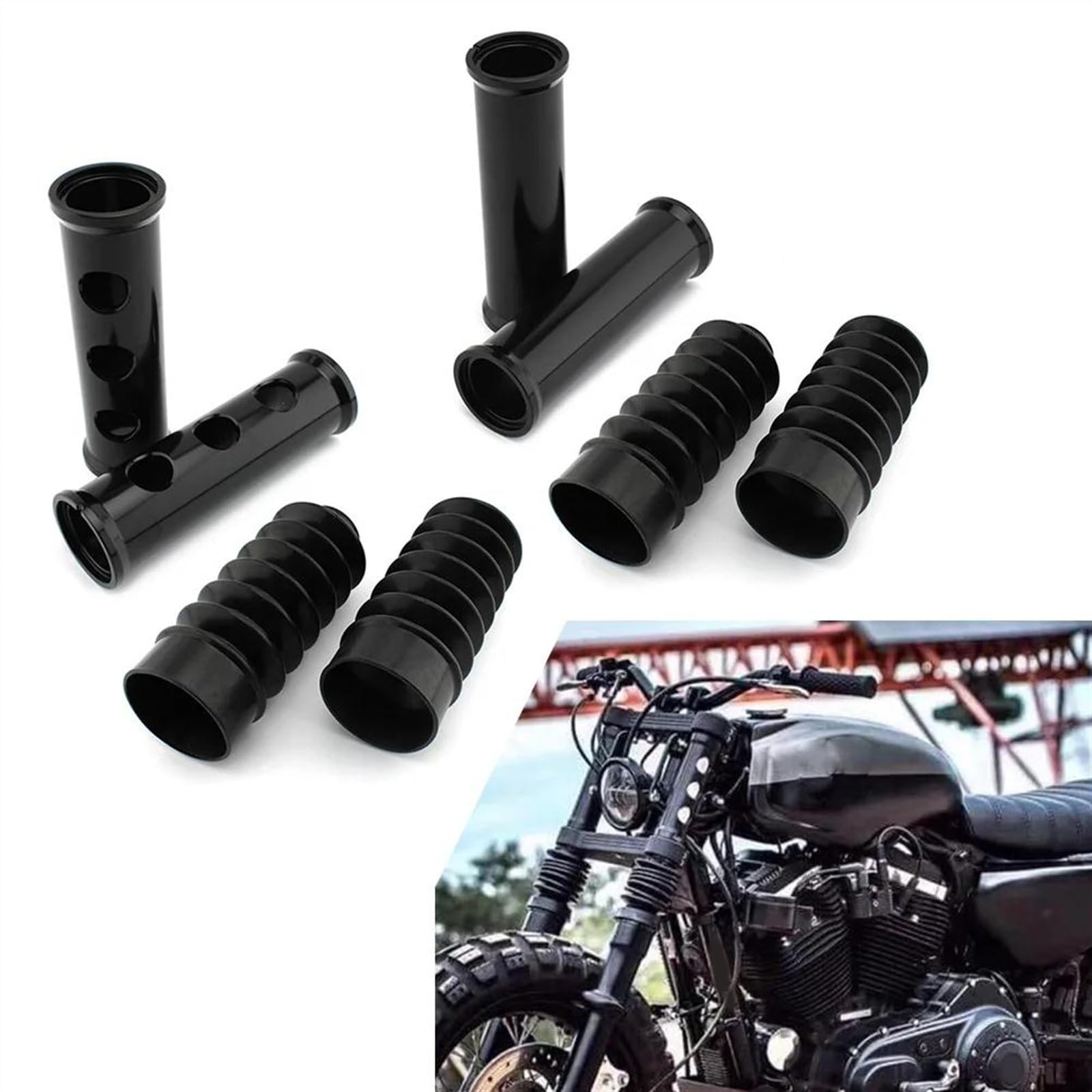 4 Pz/set Moto Forcella Anteriore Ammortizzatore Copertura Tubo Di Per Harley Davidson Sportster 883 1200 2000-2021