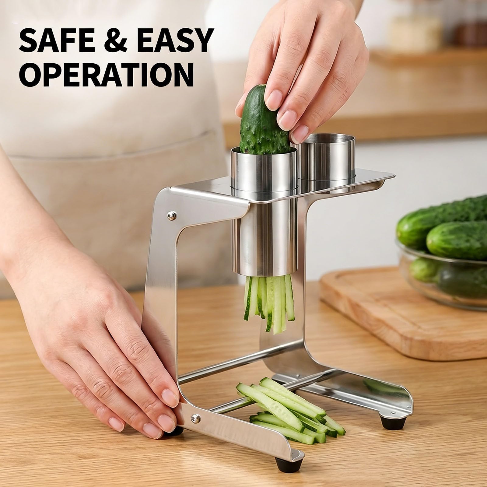 Herramienta de corte de zanahoria, cortador manual de verduras de acero inoxidable, velocidad de corte rápida 10 rebanadas/minuto, incluye moldes opcionales para preparación de sushi y ensalada