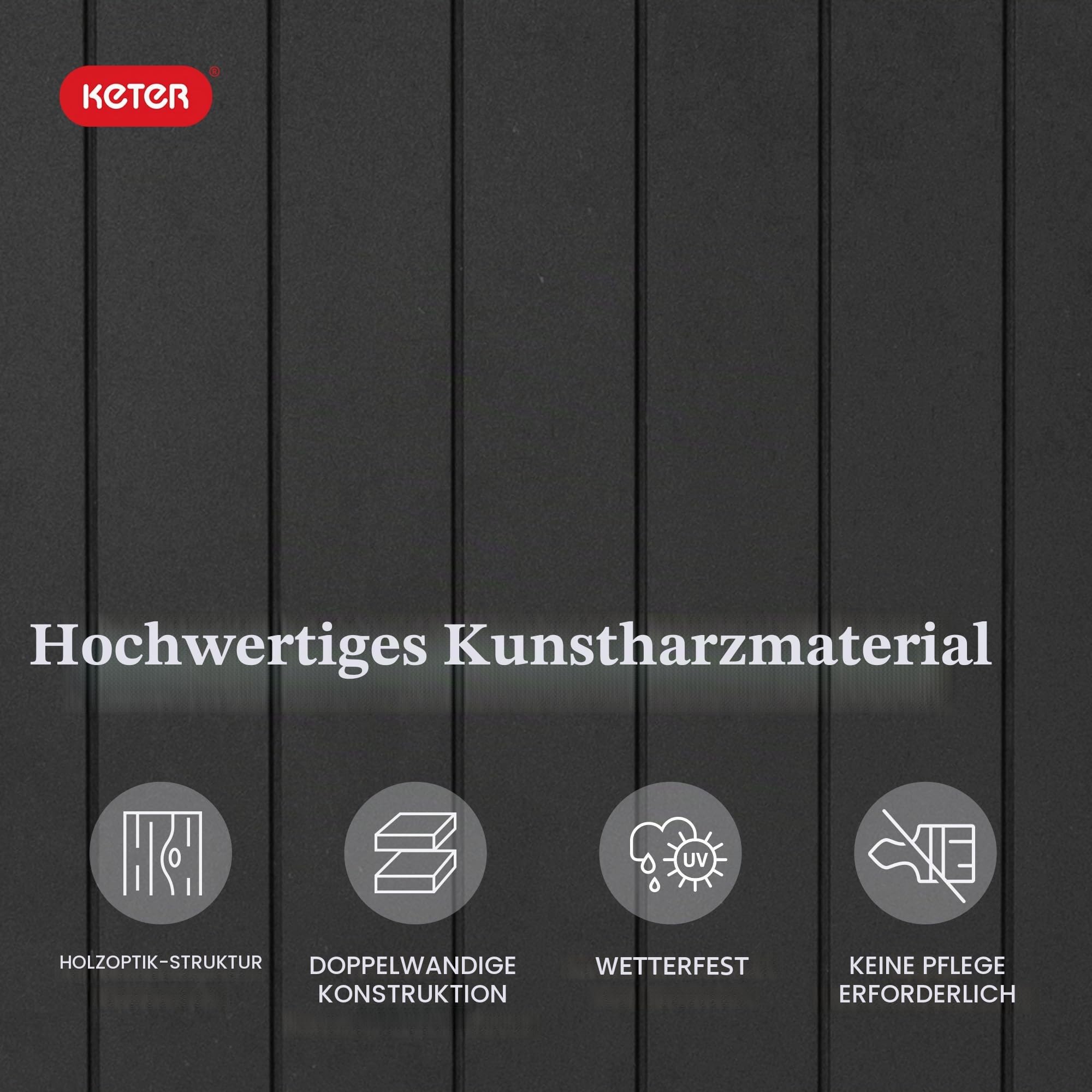 Keter City Aufbewahrungsbox und Terrassenmöbel, Beistelltisch für Pool und Gartenzubehör, aus Kunstharz, 30 Gallonen, Dunkelgrau