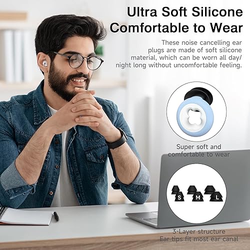 Miniatura 5 de Tapones para los oídos para dormir con cancelación de ruido, tapones de silicona reutilizables para reducir el ruido – 6 puntas para los oídos en