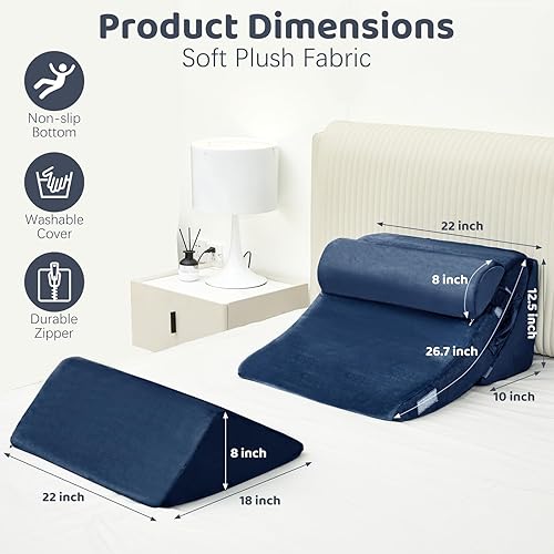 Miniatura 2 de Juego de 4 almohadas de cuña para después de la cirugía, almohadas verticales para sentarse en la cama, cuña de espuma para aliviar el dolor de