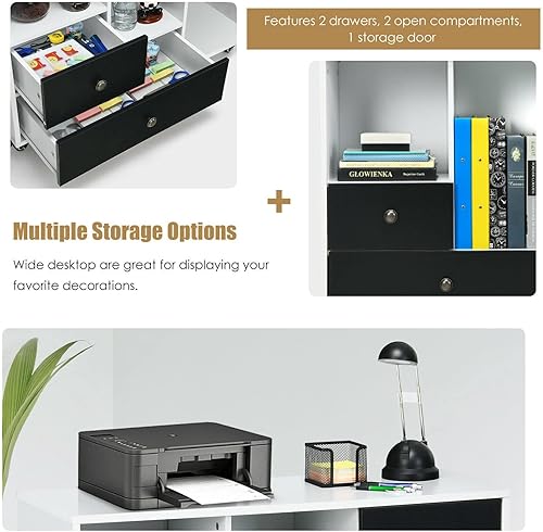 Miniatura 4 de RHSH Soporte para impresora gabinete lateral para archivadores almacenamiento de archivos soporte grande para impresora con 2 cajones y estantes