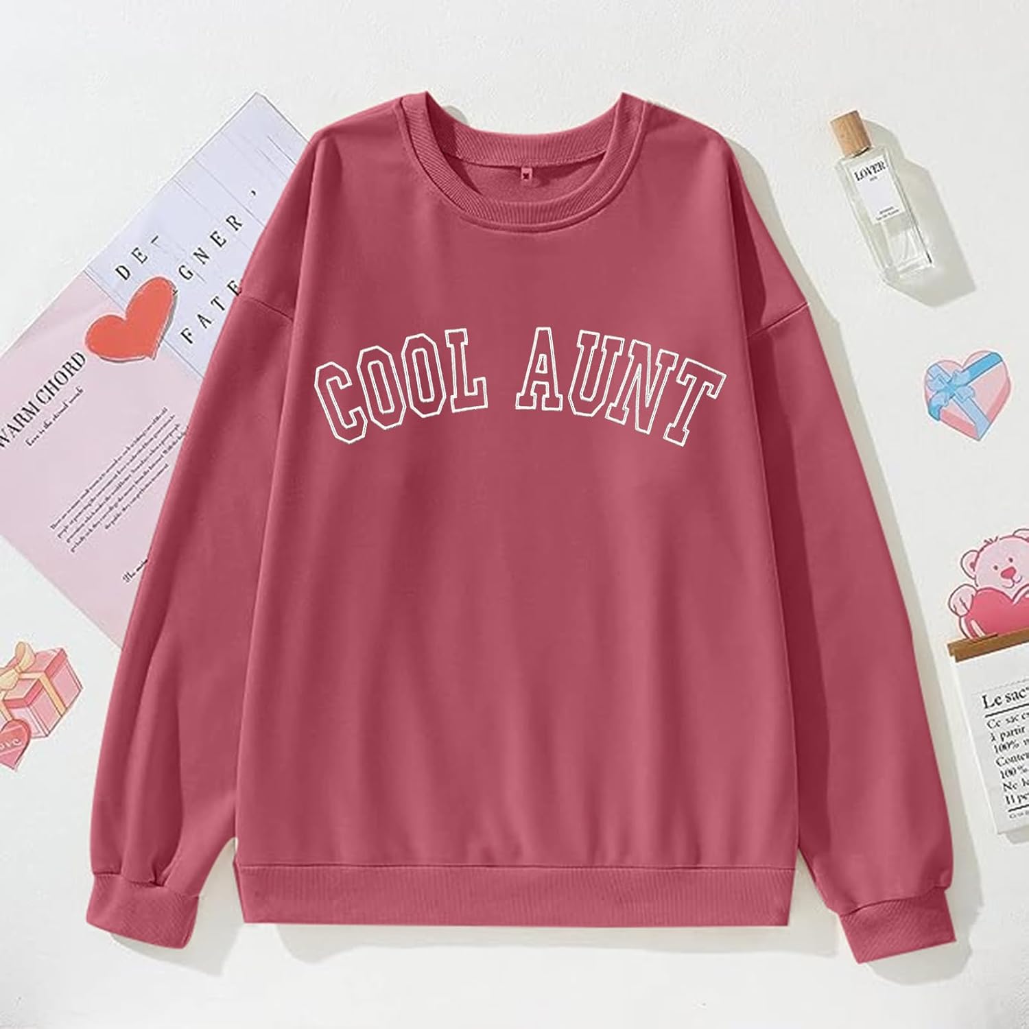 Women Cool Aunts Sweatshirt Auntie Letter Print Oversized Pullover Tops Embroidered Long Sleeve Lightweight Shirt - Image 4