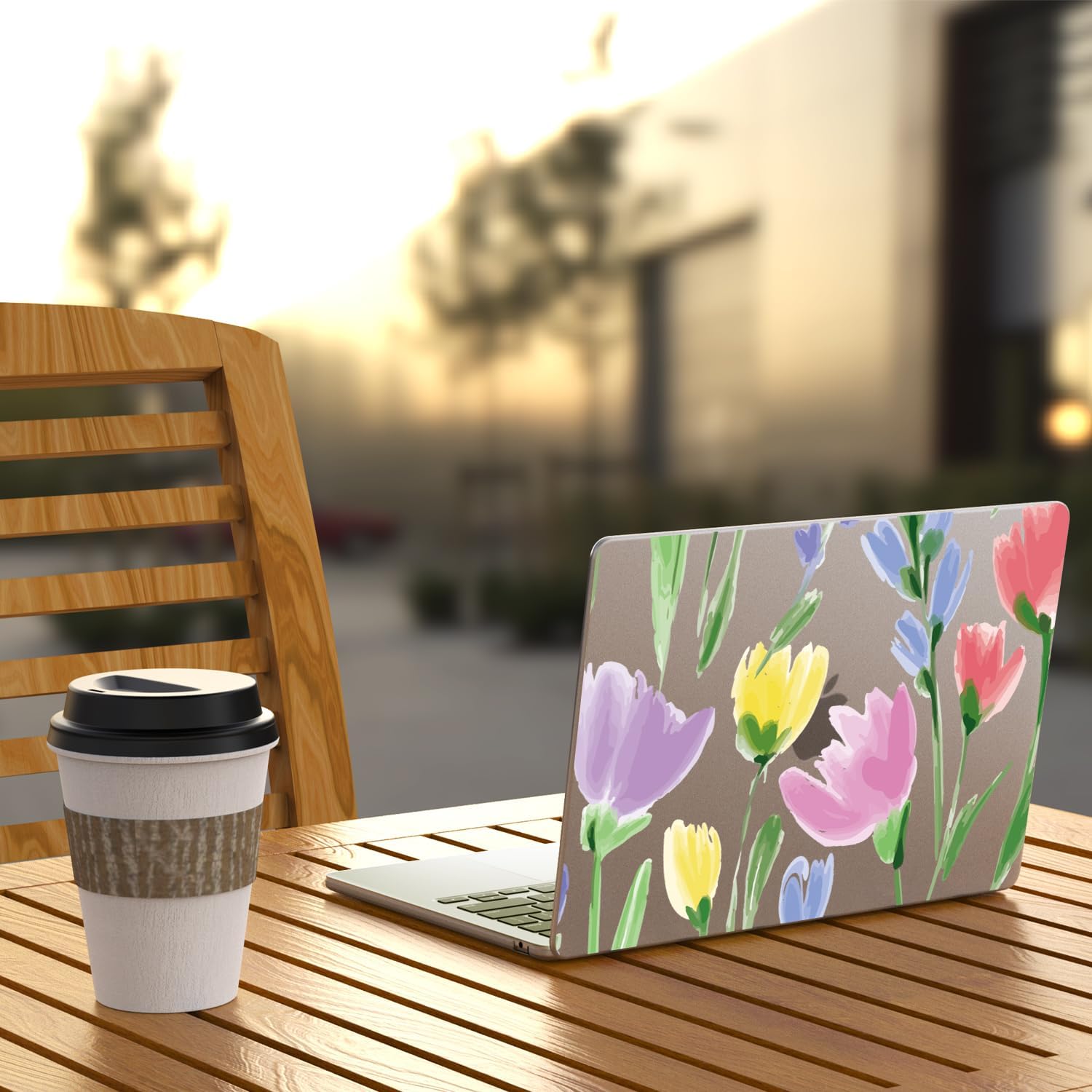 Idocolors Elegant Tulip Case Compatible with MacBook Pro 14 Inch(Models A2442/A2779 M2/A2918/A2992 M3), Transparent Frosted Protective Hard Case Anti Scratch Cover for Girls Women Men