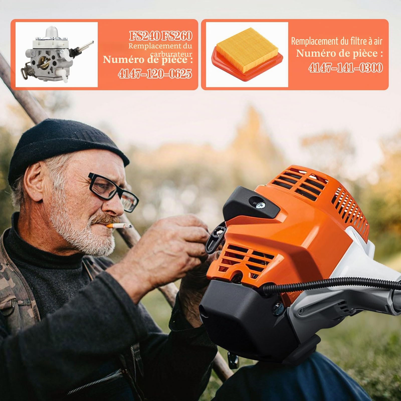 Kit carburateur 4147-120-0625 pour Stihl FS240 FS260C avec filtre à air 4147 141 0300