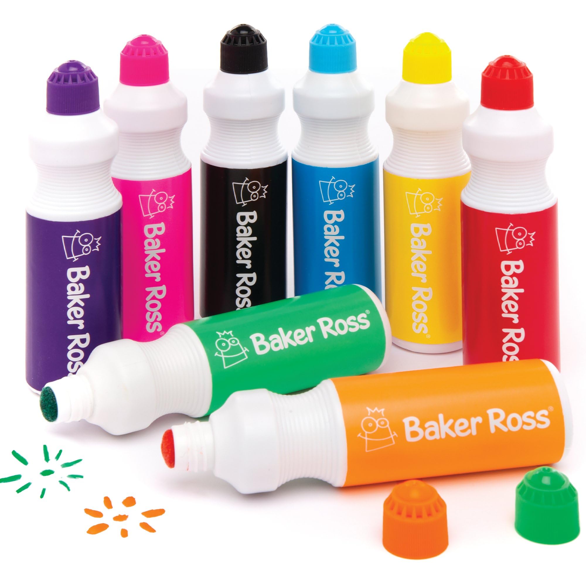 Baker Ross AW632 Jumbo Paint Markers - Pack of 8 Assorted Colours, 75ml, 13cm, Paint Sticks, Craft Painting Markers