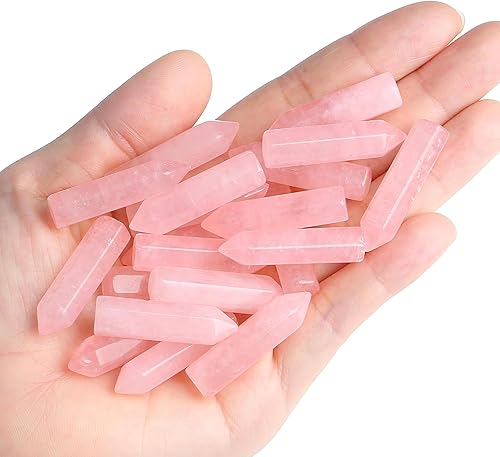 Miniatura 20 de QINJIEJIE Juego de 64 piezas de varitas de cristales y piedras a granel, puntas de cristal de cuarzo rosa, amatista, ojo de tigre, piedras preciosas