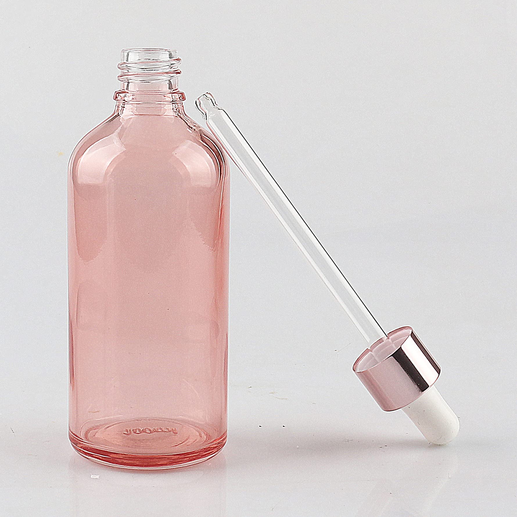 24 Stück 100 ml Leere Rosa glasflasche Tropfflasche Pipettenflaschen mit Glaspipette, 100ml Glasflasche mit Tropfpipette mit Gold Schraubverschluss für ätherische Öle, Parfüm Öle