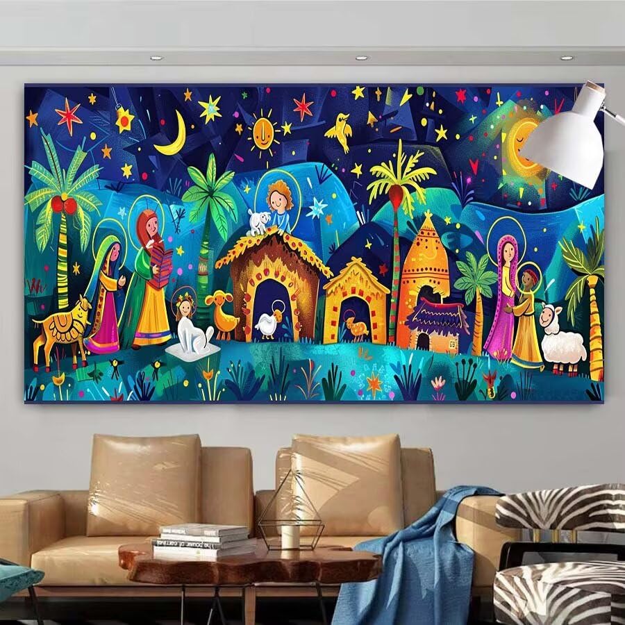Peinture diamant adulte salon grand format abstrait broderie 60x120cm