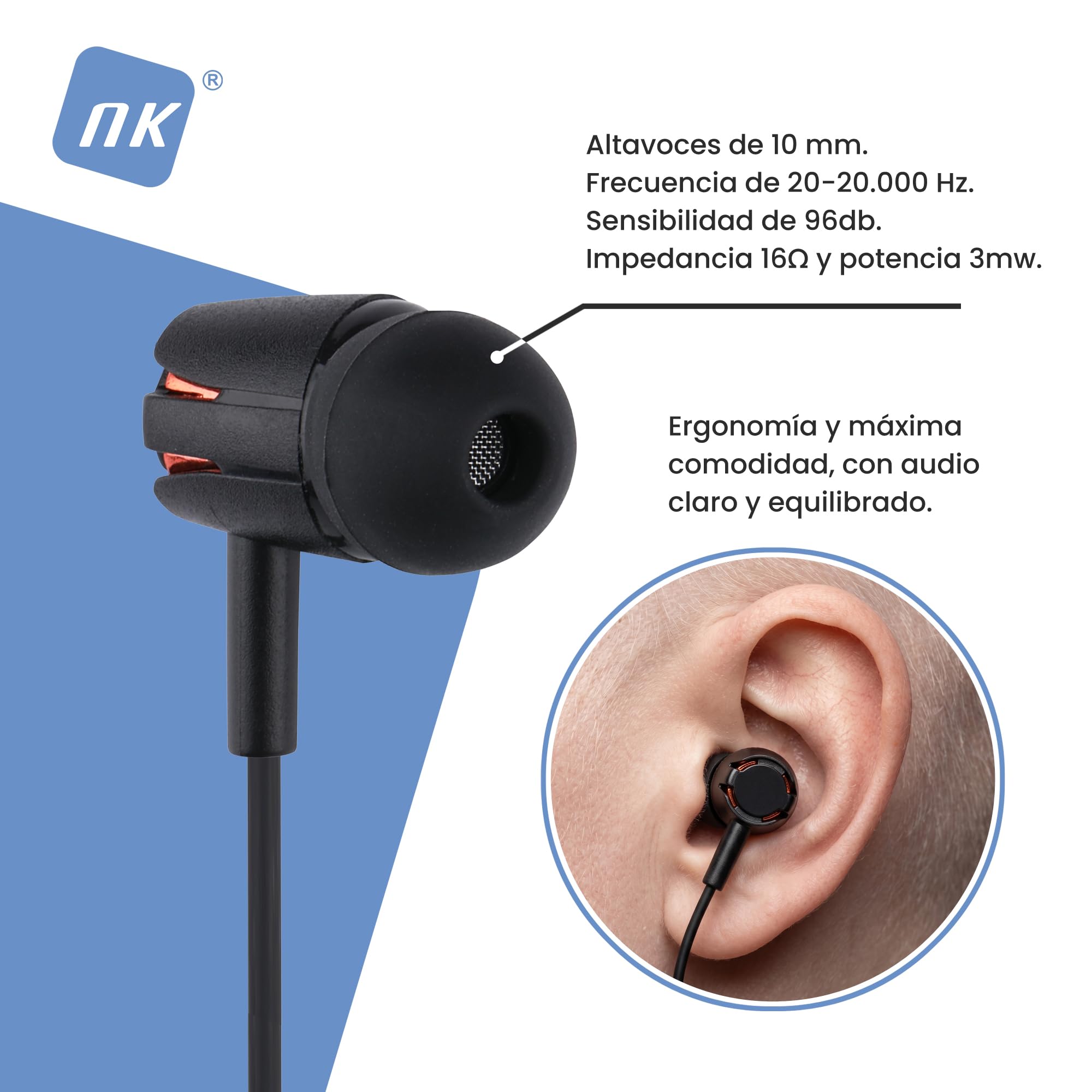 NK Słuchawki USB-C z Mikrofonem - In-Ear, Kabel 1,2 m, Regulacja Głośności i Odtwarzania, Dźwięk Stereo 10 mm, Ergonomiczna Konstrukcja, Kompatybilne z iPhone i Urządzeniami USB Typu C