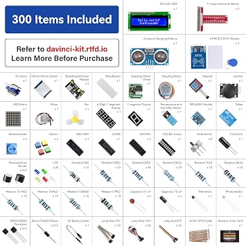 SunFounder Raspberry Pi Starter Kit, 300 Components Compatible with Raspberry Pi 4B/3B+/3B/Zero 2W, Compatible with Python C, Learning Electronics and Programming for Beginners