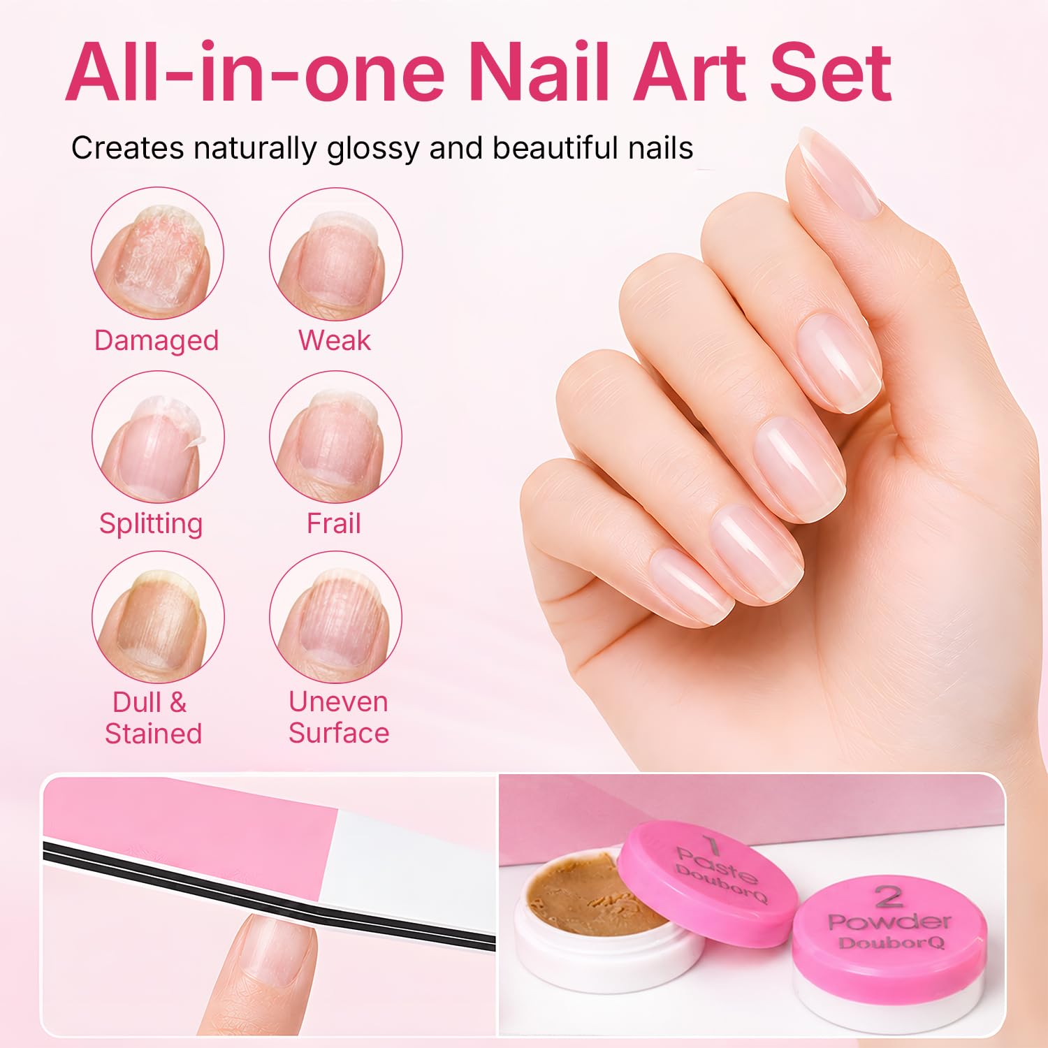 Major Dijit Set di smalti neri classici opachi, con set per la cura delle unghie | Set di riparazione più 2 colori: nero lucido e smalto nero opaco da 15 ml, asciugatura rapida, formula alla cheratina