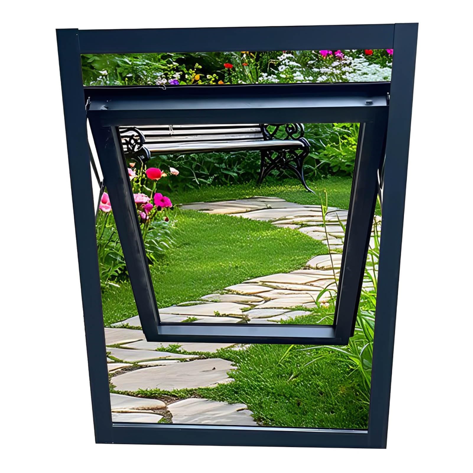Ventana abatible de aluminio 60x100 cm con cristal templado para ventilación de baños y sótanos