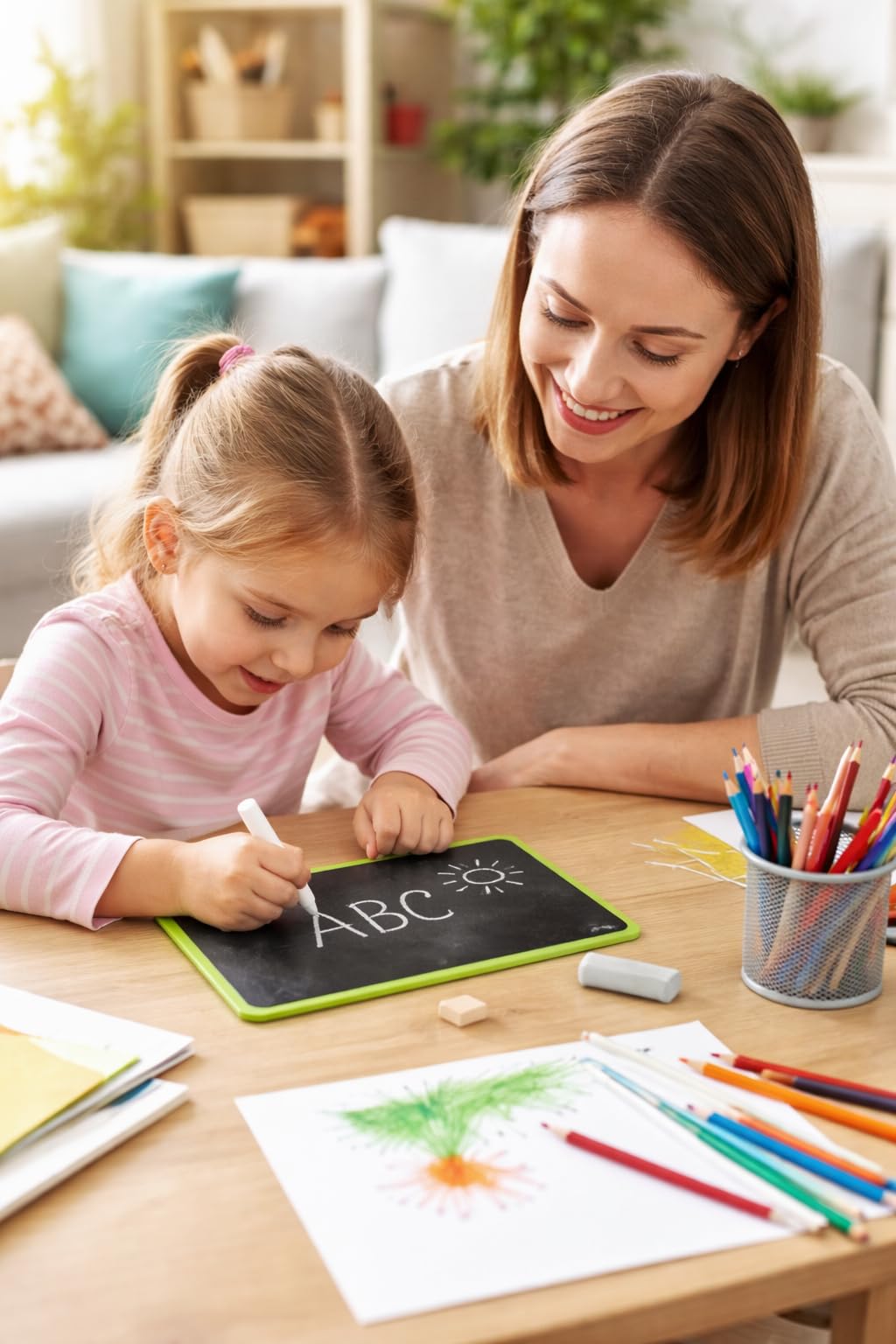 YAJNAS Double Sided Blackboard Slate Chalkboard Small Slate | Pre-Writing Toys for Kids, 7x9 Inch (18x23 cm), Learning Board with Colourful Frame, Educational Writing and Drawing Tool for Kids 3