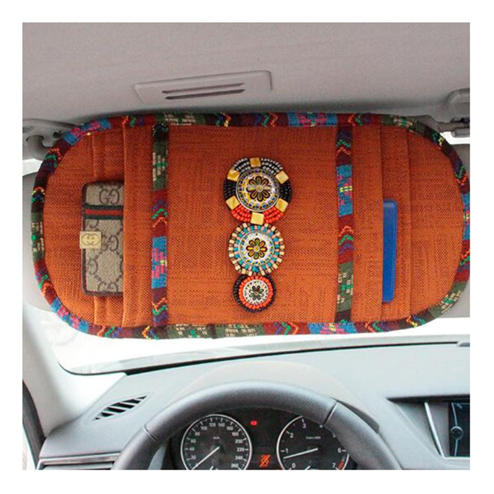 BlingSHD Bohemian Style Car Sun Visor Tissue Bag CD Visor Organizer Holder (Orange)