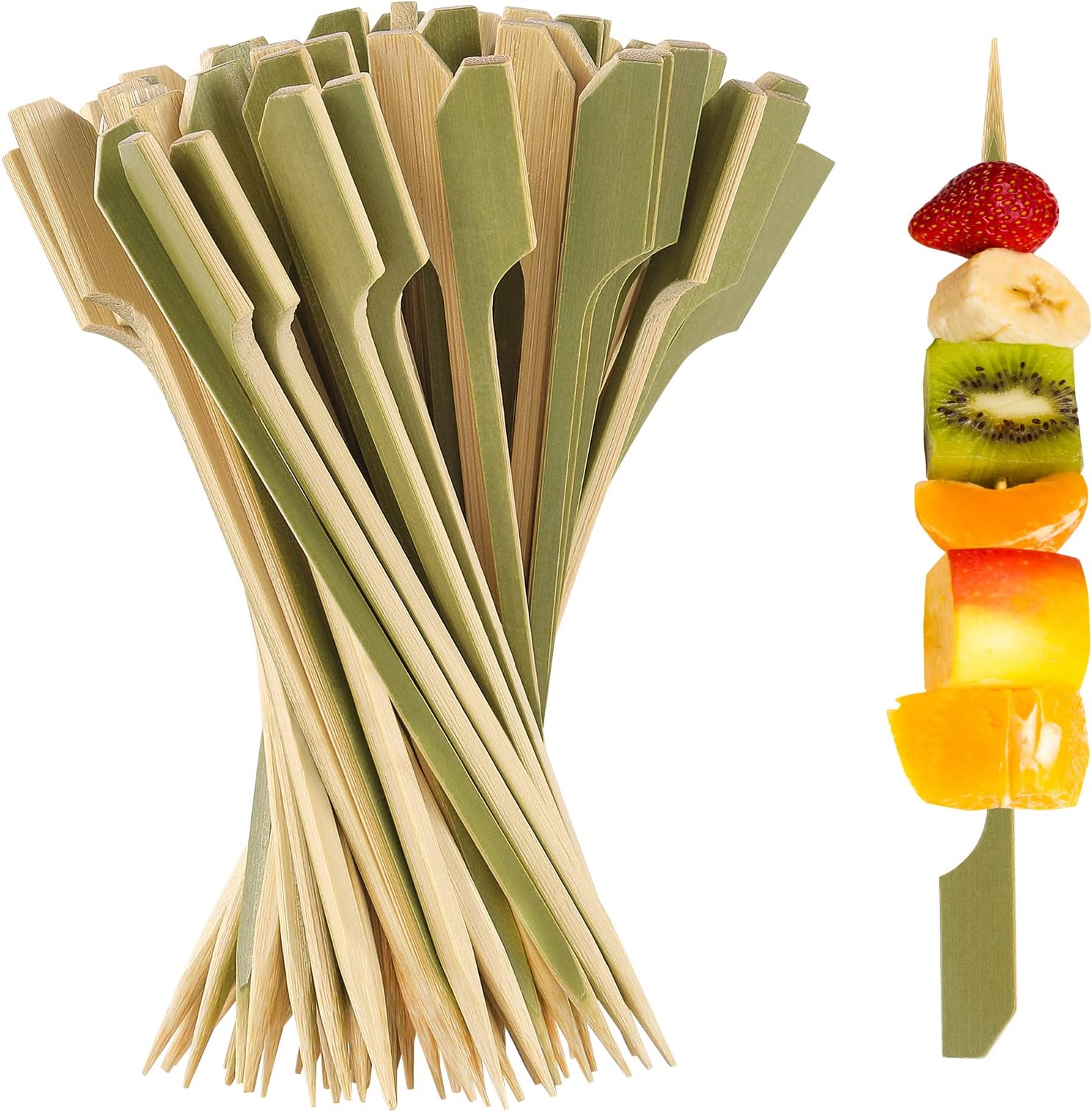 [300 Pcs] Bamboo Wooden Skewers for Appetizers - 4.7 Inch Toothpicks for Appetizers,BBQ,Fruit,Kabobs,Sandwich,Snacks,Picks for Cocktail