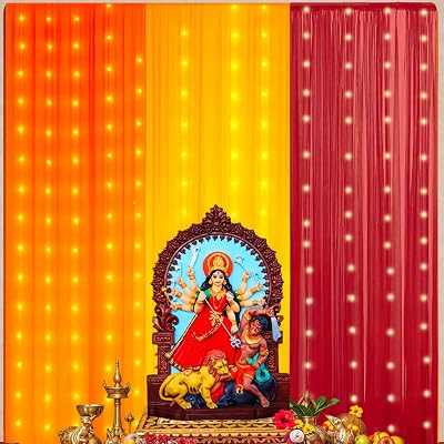 Party Propz Yellow, Orange, Red Backdrop Decorations Set Combo, Haldi Decor, Diwali Decoration for Home Decor, Navratri 