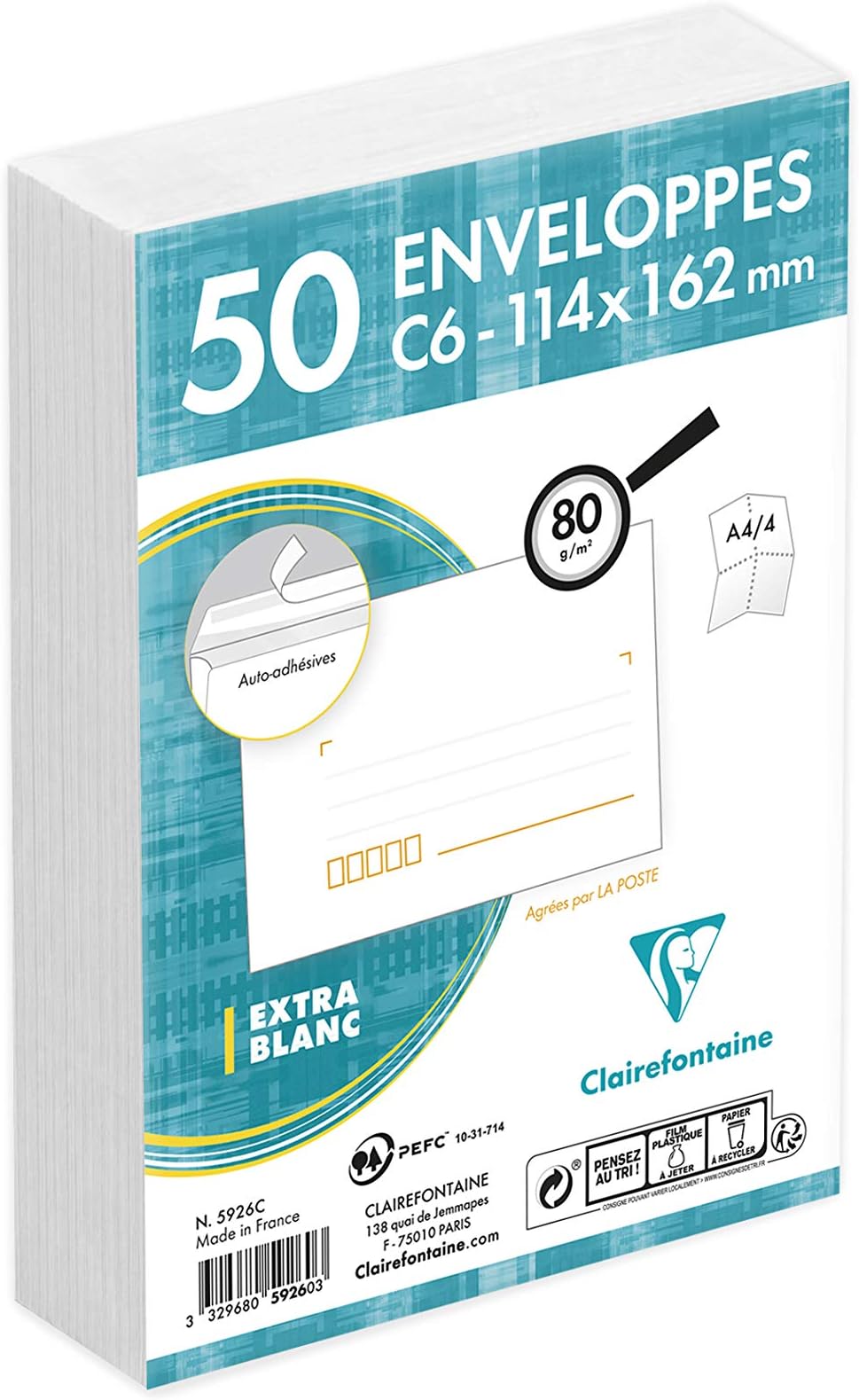 Blake Purely Everyday Enveloppes C5 229x162 Mm – Autocollantes – Blanc – 90g – Lot De 100 – Sans Fenêtre