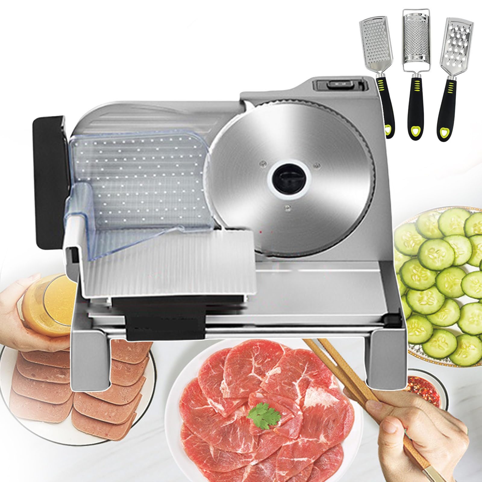 YNIYUJKL Stainless Steel Meat Slicer, Electric Kitchen Food Slicer,Slicers Cutting Machine, Easy Slicing Of Toast