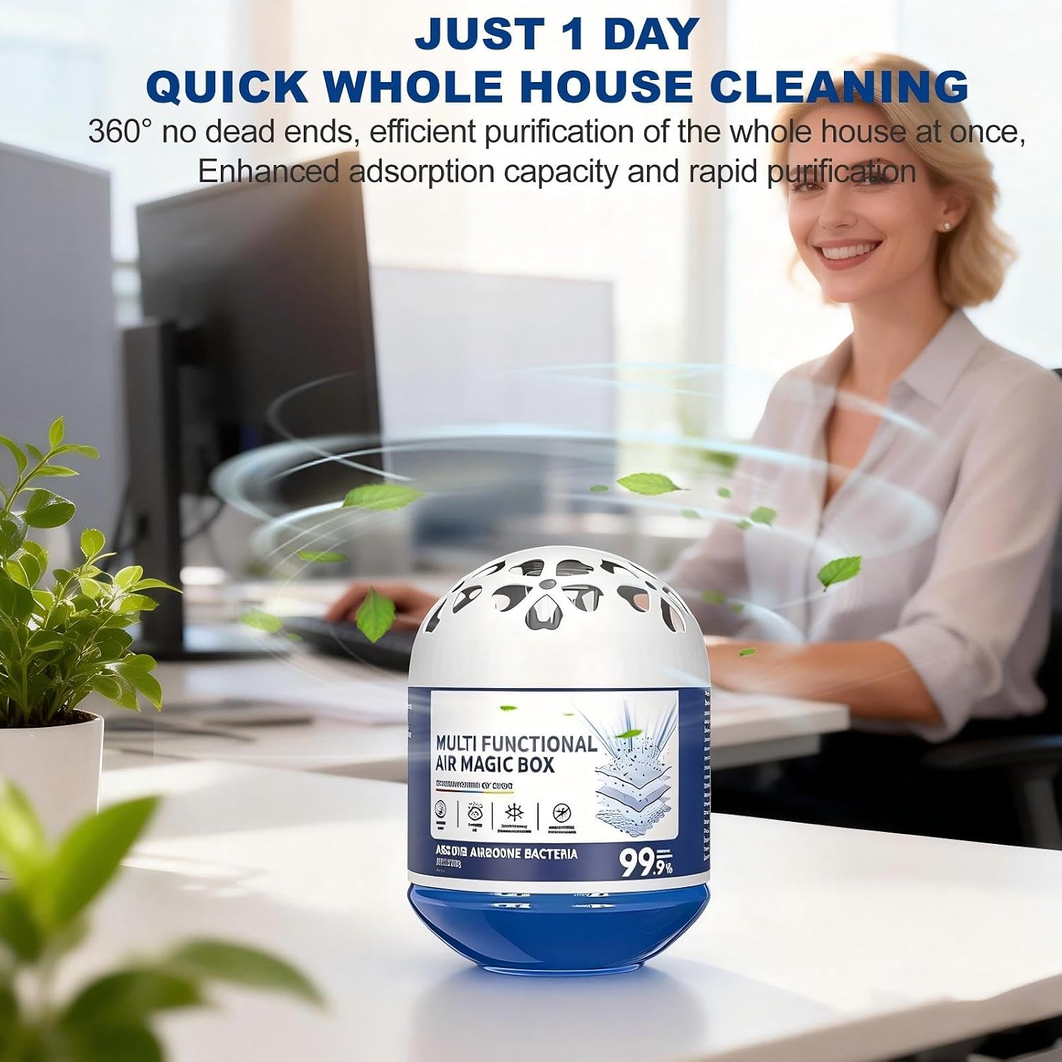 Indoor Air Purification Dust Removal Magic Box, Multi-Functional Air Magic Box, Automatic Dust Collection Air Box for Home,Plant Extract Formula,Odor Eliminator Air Freshener for Home, Office,Bedroom