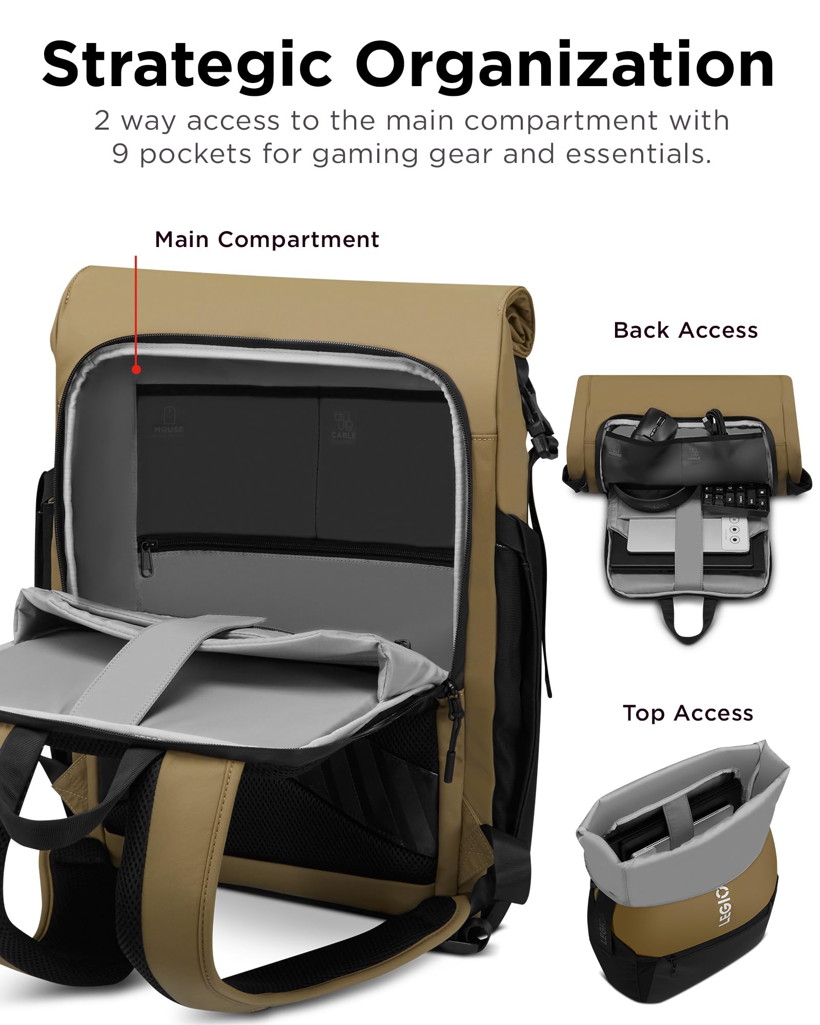 Lenovo Plecak na laptopa Legion Gaming GB500, pojemność do 25 l, pasuje do laptopów 40.6 cm, wodoodporny