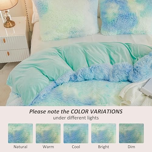 Miniatura 5 de EMME Juego de funda de edredón mullido de color azul de lujo, tamaño individual, juego de funda de edredón mullido de 2 piezas de fundas de edredón