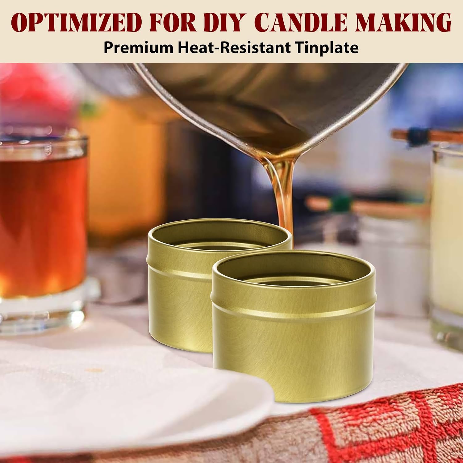 Acrux7 48 PCS Candle Tins 4 Oz Silver Containers