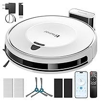 Redroad 10000 Pa Robot Aspirapolvere con Mappatura, 150 Minuti Autonomia, 660mL Grande Contenitore, Controllo APP, Voce e Telecomando, Pulizia Intelligente per Peli Animali e Polvere