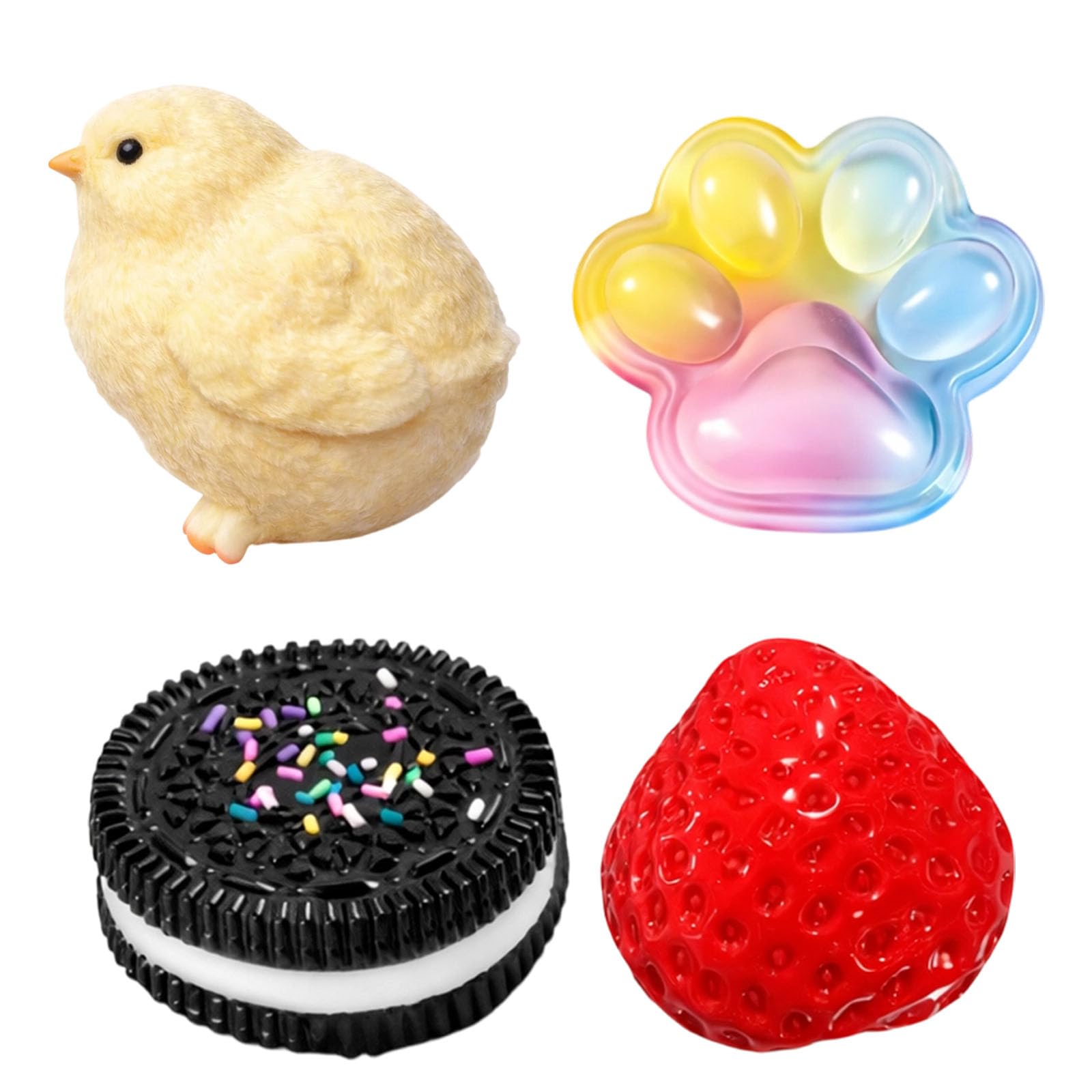 Squishy, Fidgets, 4Pcs Cute Fidgets Squishy Kit, Portable Squishies Fidgets for Work, Travel and Party Bag Fillers, Squishy Slow Rising for Birthday Gifts