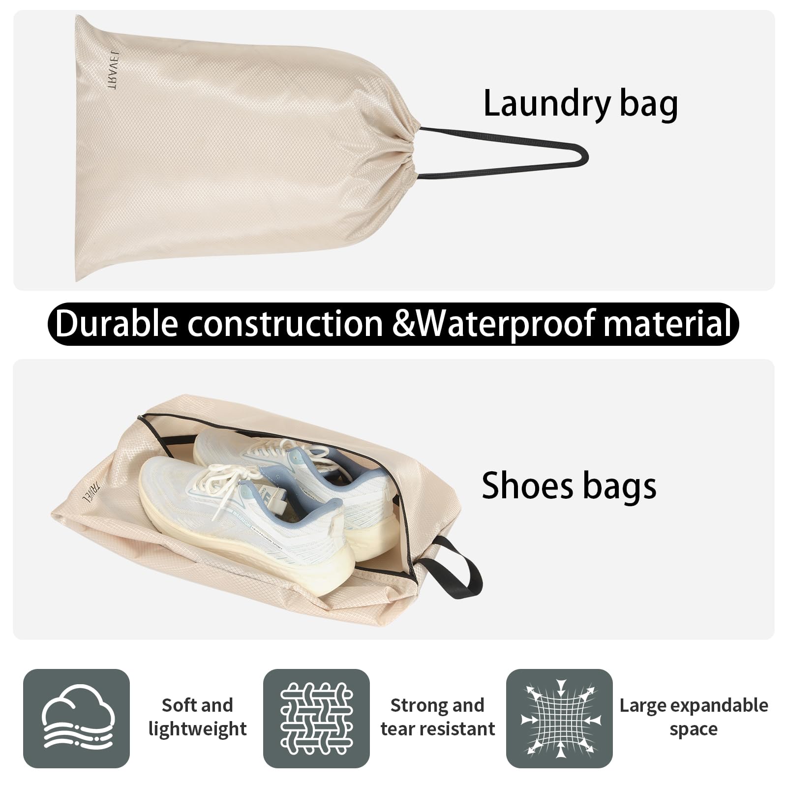 Cubi da viaggio a compressione, leggeri, essenziali per le vacanze, accessori da viaggio per valigie, organizer per valigie, borse da viaggio durevoli (crema)