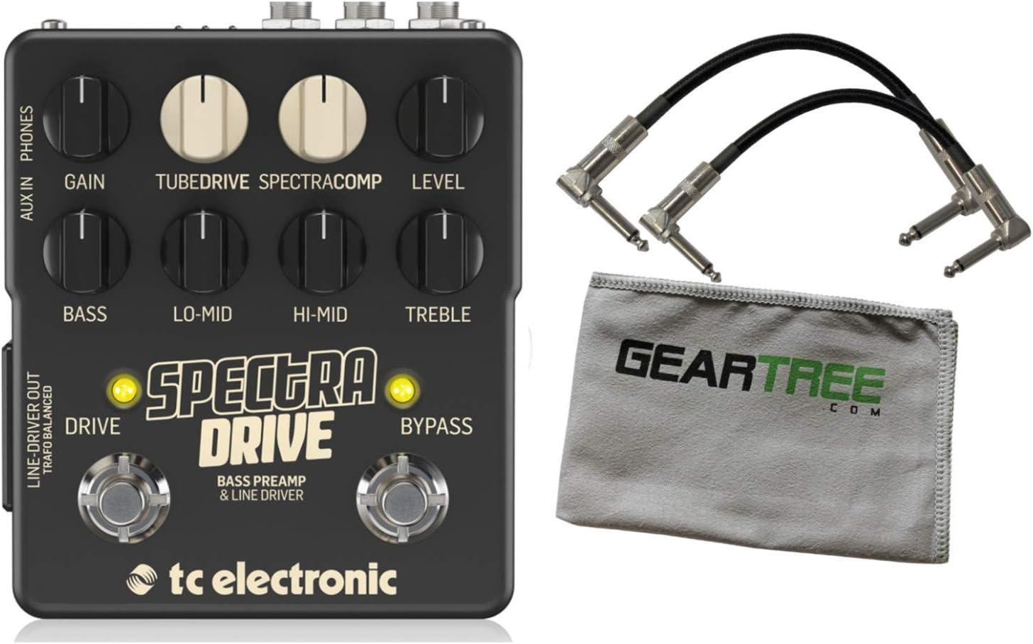 TC Electronic SpectraDrive Bass Preamp and Drive Pedal Bundle w/ 2 Patch Cables