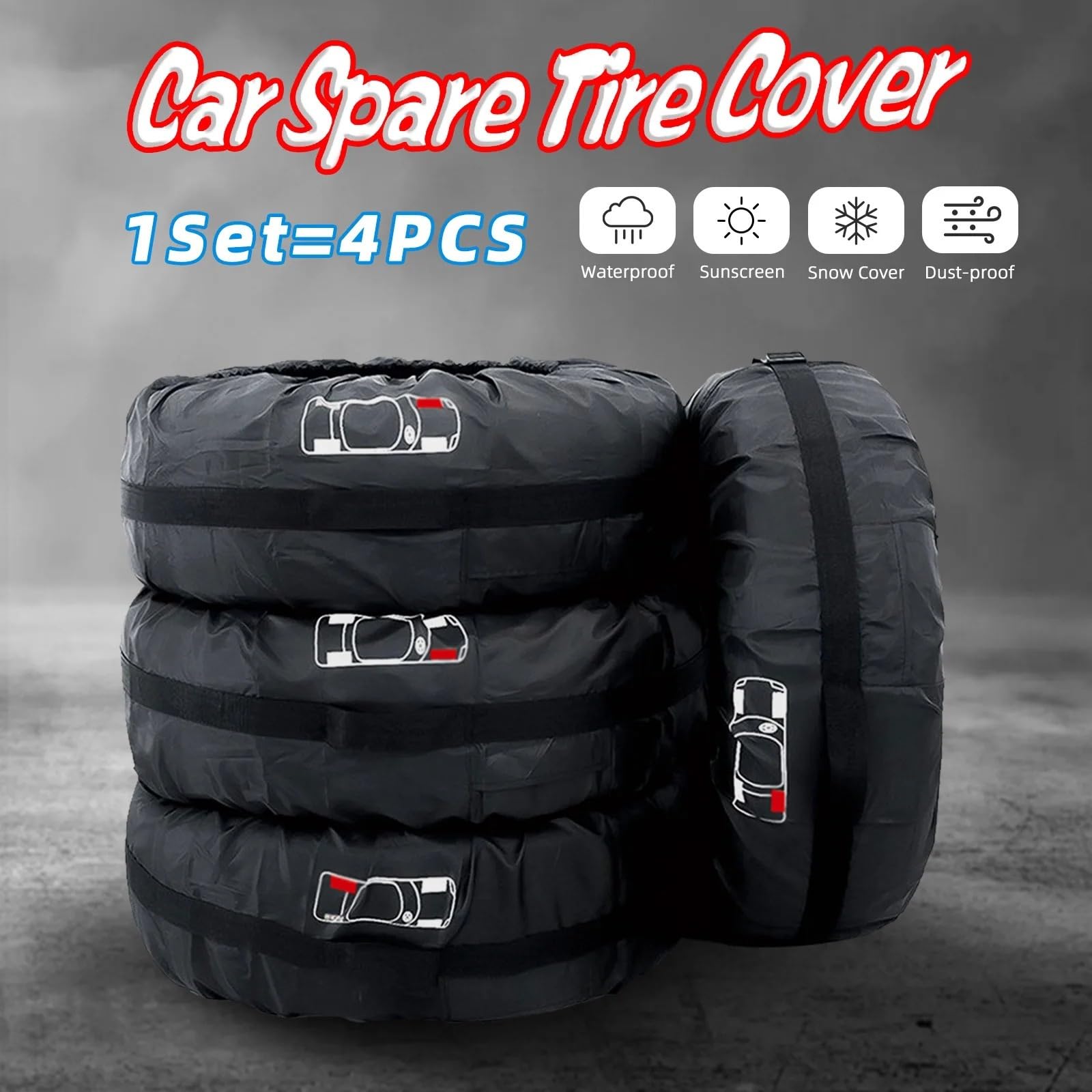 Reifen Aufbewahrung 4 Teile/los Auto Ersatz Reifen Abdeckung Auto Rad Reifen Lagerung Taschen Staubdichte Schutzhülle(T0017 4pcs 13-16inch)