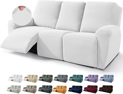 Miniatura 16 de JIVINER Fundas de sofá reclinable de 8 piezas, fundas elásticas de jacquard para sofá reclinable, fundas para sala de estar, protector suave de 3
