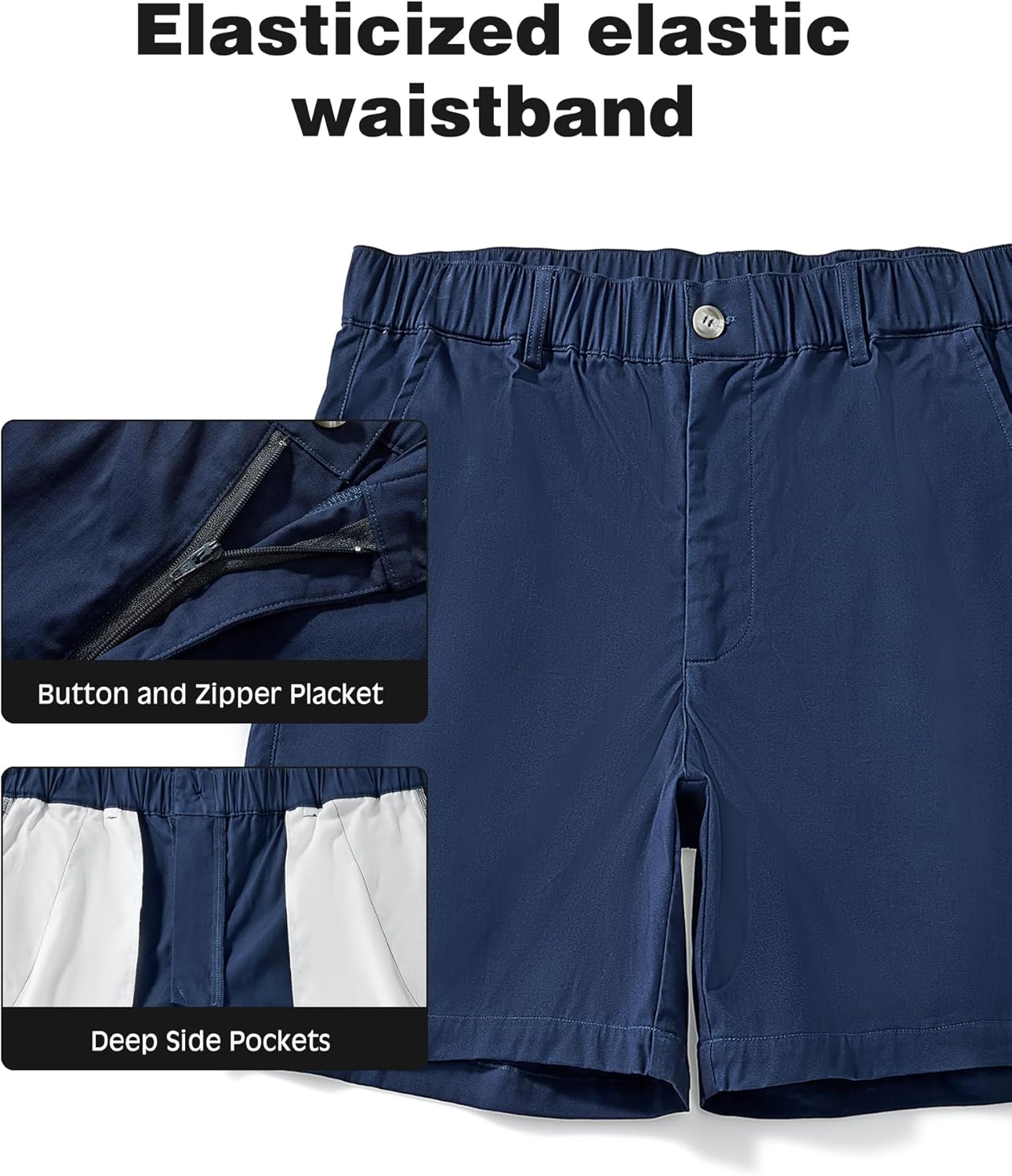 AIMPACT Mens Casual Cotton Shorts Classic Fit Elastic Waistband Casual Shorts 5.5 Inch Inseam with Pockets - Image 4