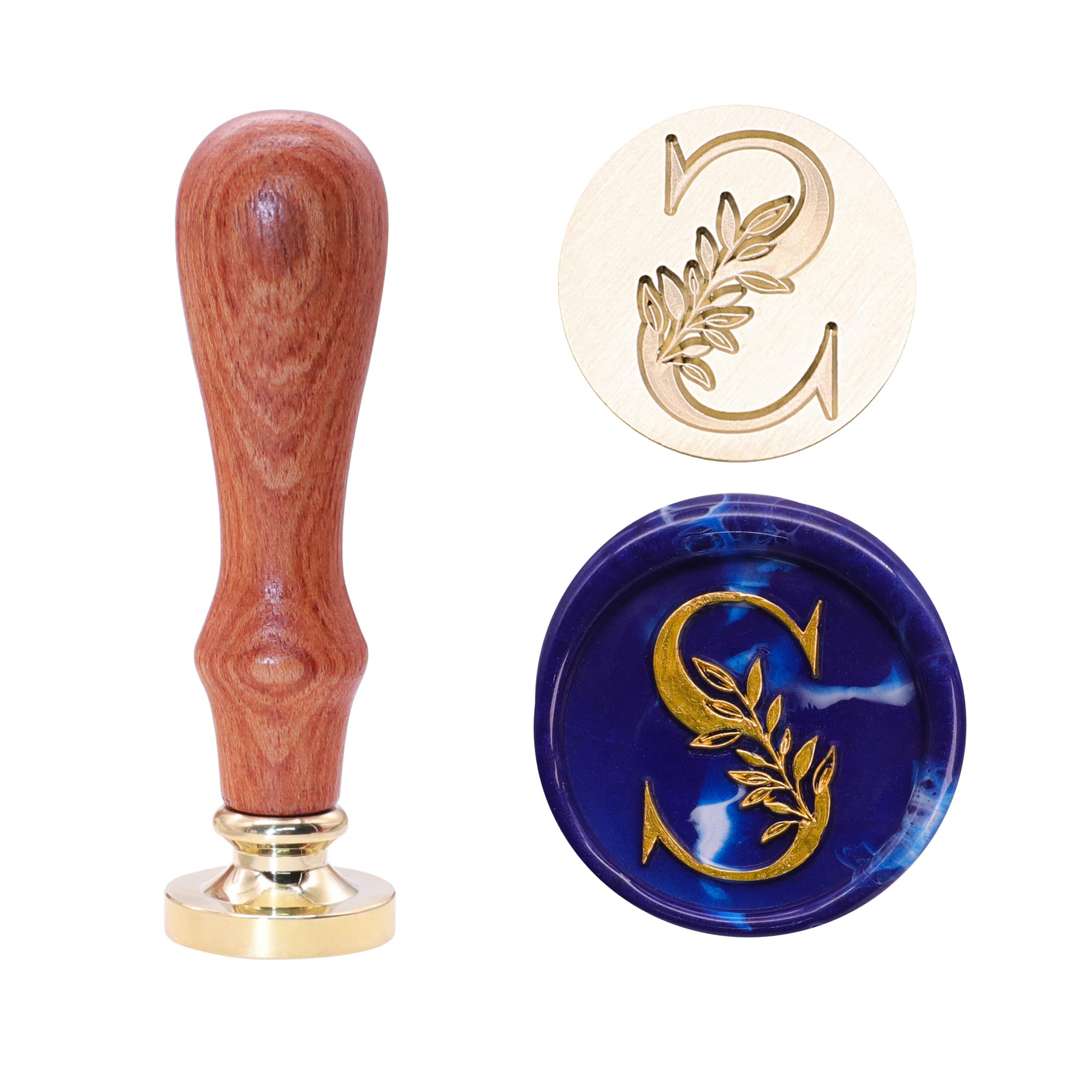 SWANGSA Initial Alphabet S Wax Seal Stamp, Vintage Elegant Botanical Leaves Letter Sealing Stamp for Wedding Party Invitation, Gift Wrap, Envelope, Christmas Thanksgiving Card (S)