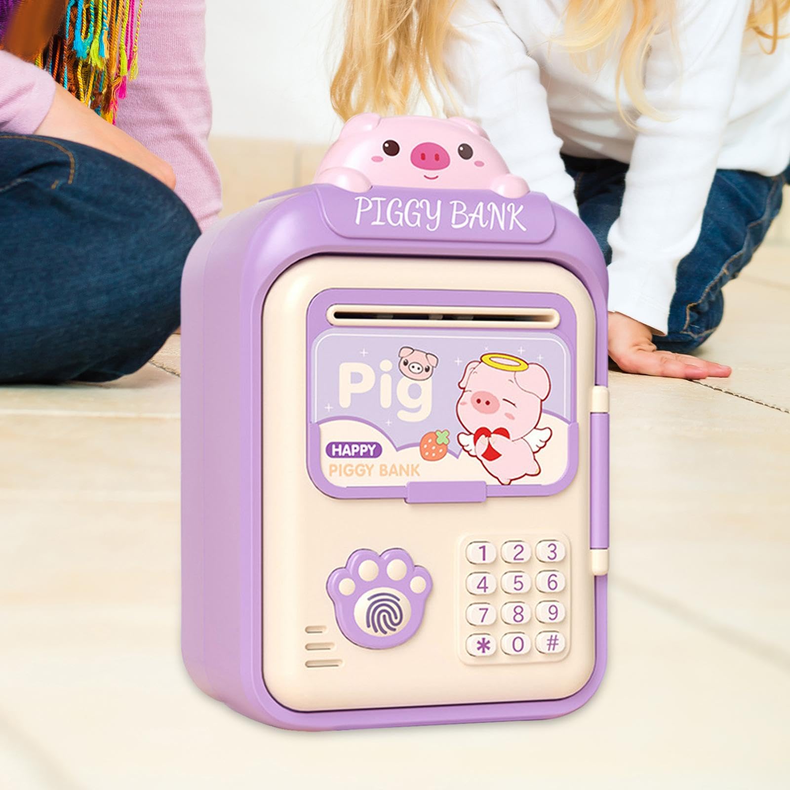 Sharplace Cajero Automático Electrónico, Caja de Ahorros con Canciones, Hucha Infantil Automática, Huchas para Niños de 3 a 8 años, Violeta