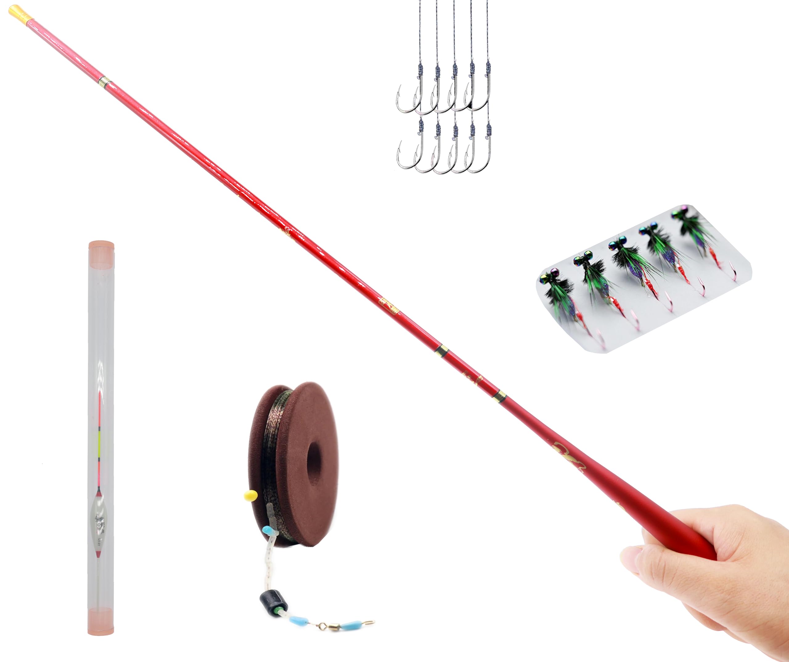 Tenkara Rod Fly Fishing Rod Kit - Kids Fishing Pole Small Stream Collapsible Fly Poles All Waters Quality Carbon Tube Creek Rods