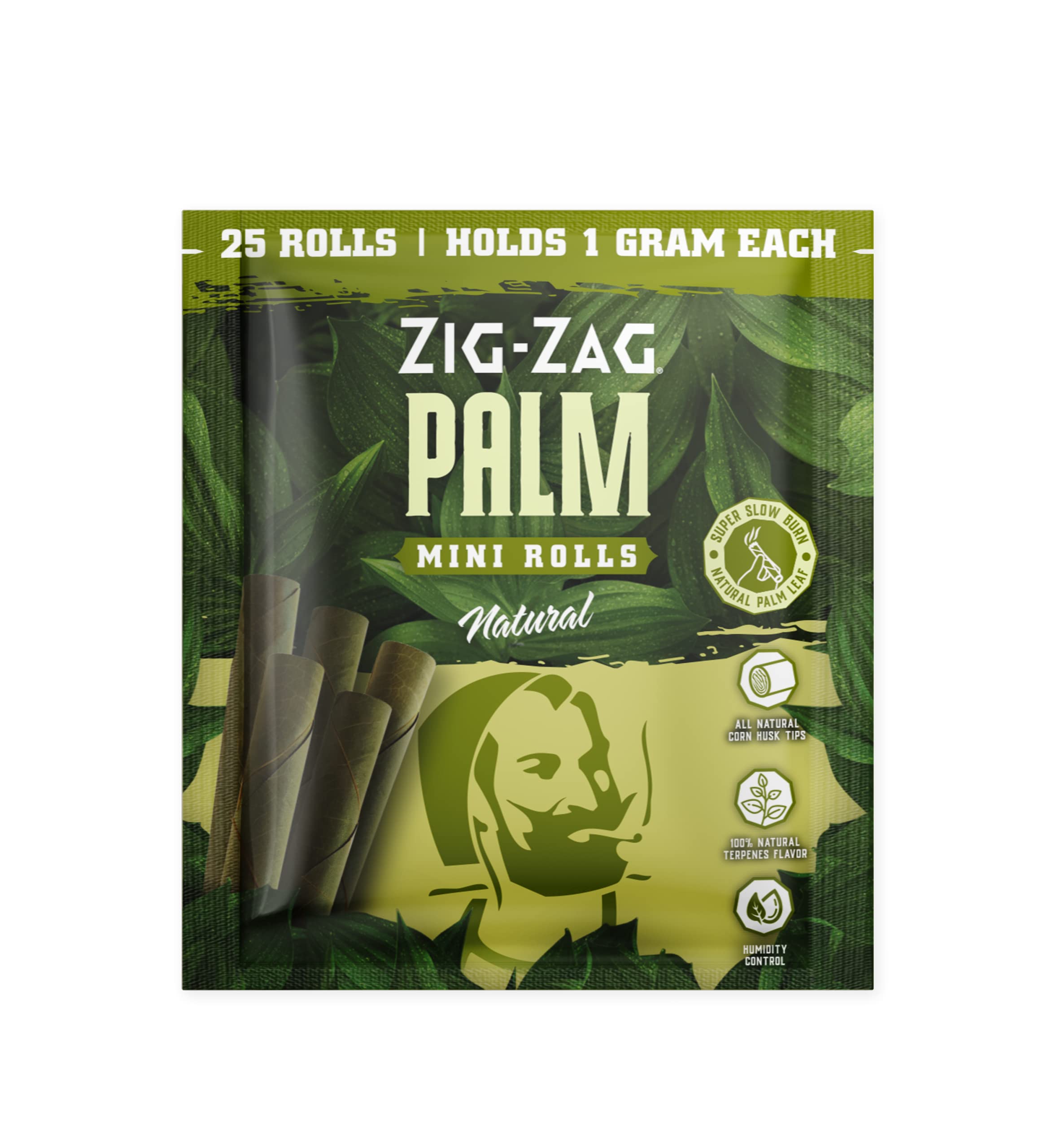 ZIG-ZAG - Pre-Rolled Palm Leaf Cone Rolling Papers – Mini Roll Size - 1 Pack of 25 Cones (25Cones) - All Natural Palm Leaf & Corn Husk Filter - Guaranteed Fresh with Humidity Control - Natural