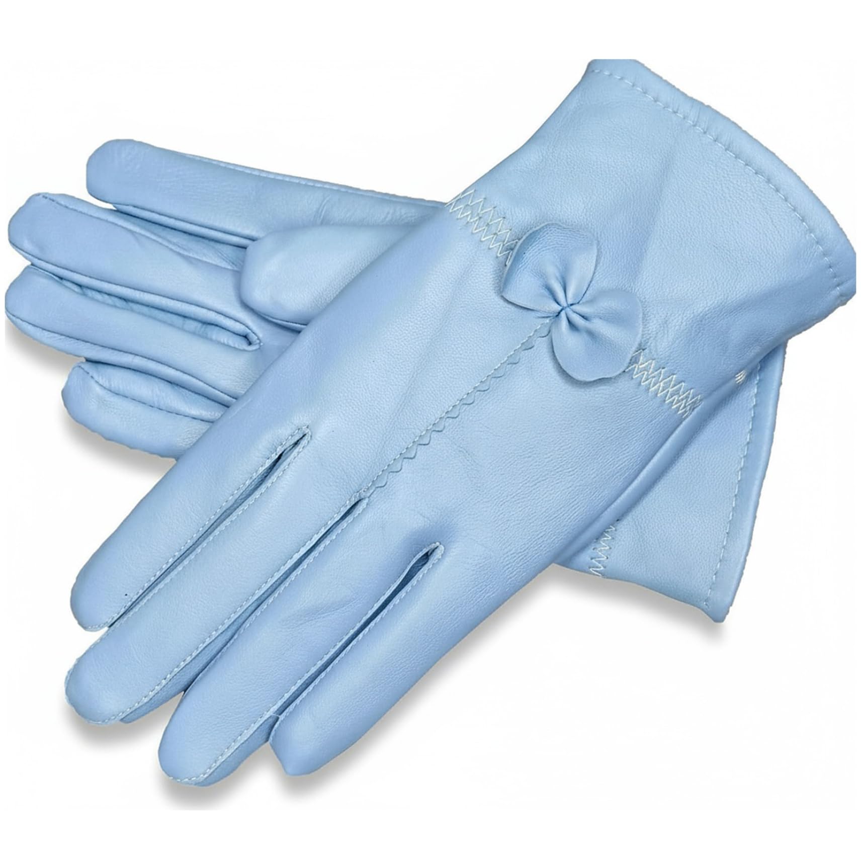 Peosaard Unisex Sky-Blue Lined Leather Gloves, Women's Leather Gloves Winter Warm, Sheepskin Driving With Soft Fleece Lining For Outdoor, Casual, And Cold Weather, Winter Driving Women