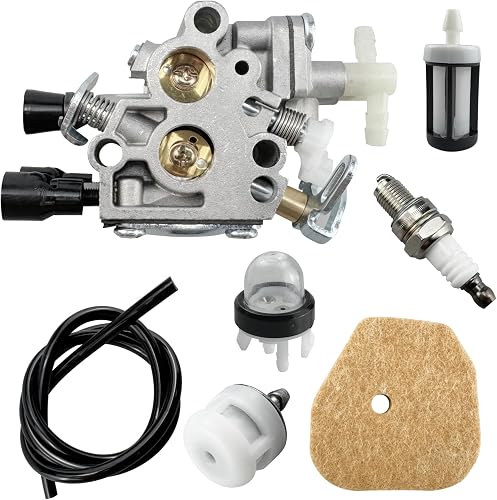 4242-120-0601 Carburetor Kit Replacement Fit for Stihl HS46 HS46C HS46C-E HS56 HS56C-E Hedge Trimmers Carburetor Kit Replace 4242-120-0600 C1T-S195G with Air Filter Fuel Line Spark Plug