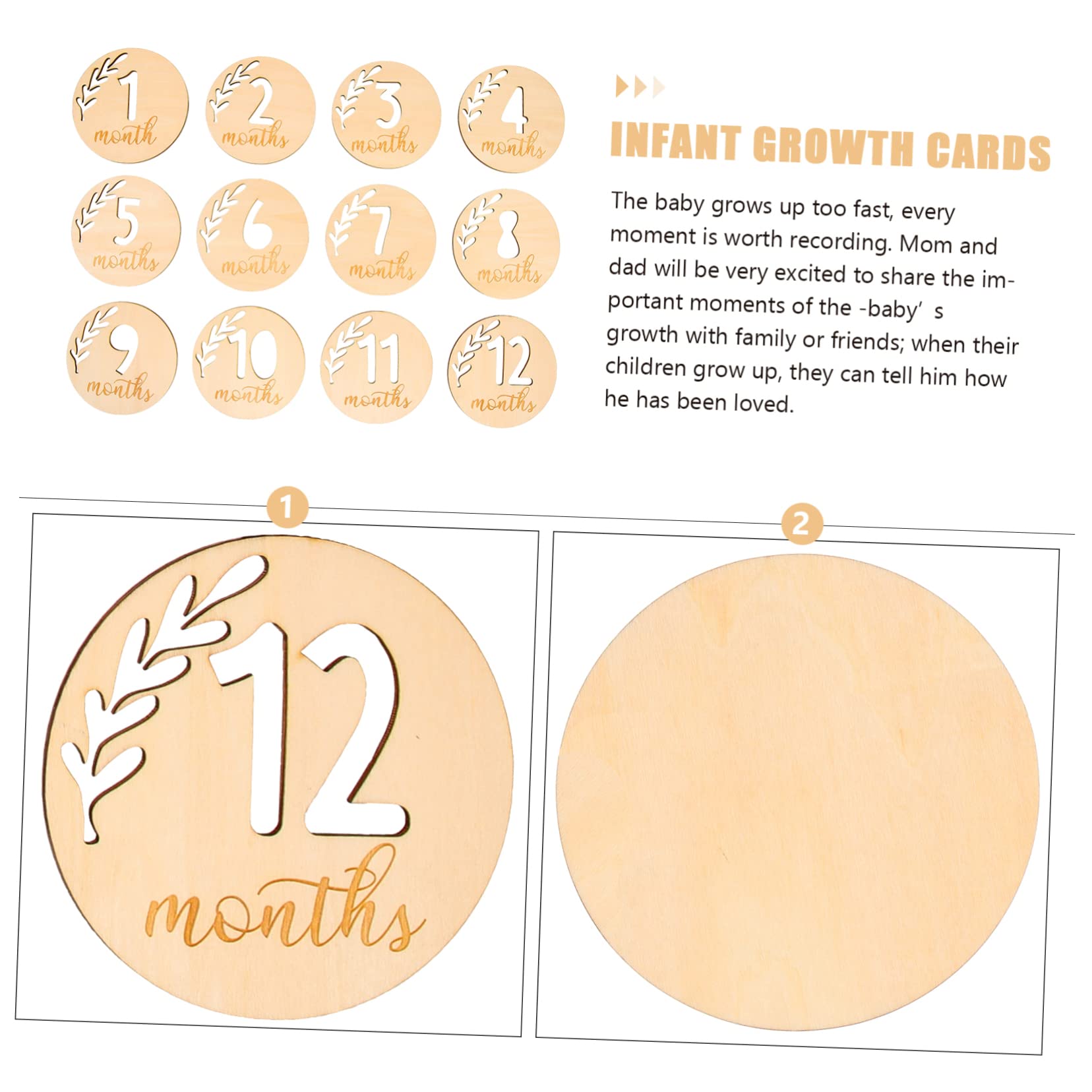 VICASKY 36piezas Bloques De para Bebés De Madera Tarjetas De Crecimiento Mensuales Accesorios Fotográficos para Recién Nacidos y Cumpleaños Diseño Natural y Seguro