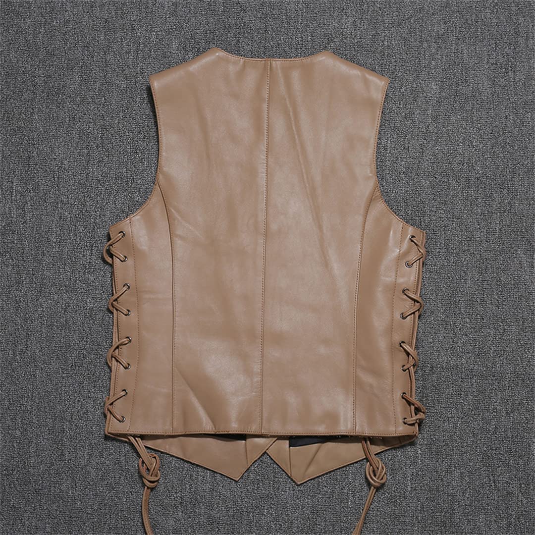Gilet in Pelle da Uomo con Tasche Gilet da Uomo Slim Fit con Scollo a V e Scollo a V Laterale da Uomo