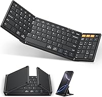 OMOTON Foldable Bluetooth Keyboard: 3-Device Support, Rechargeable Full-Size for iPad, Android, Windows, Mac - Portable Travel Keyboard