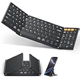 OMOTON Foldable Bluetooth Keyboard Supports Up to 3 Devices, Rechargeable Wireless for iPad iOS Android Tablet MacOS Windows Laptop PC, Full Size Folding Travel Keyboard