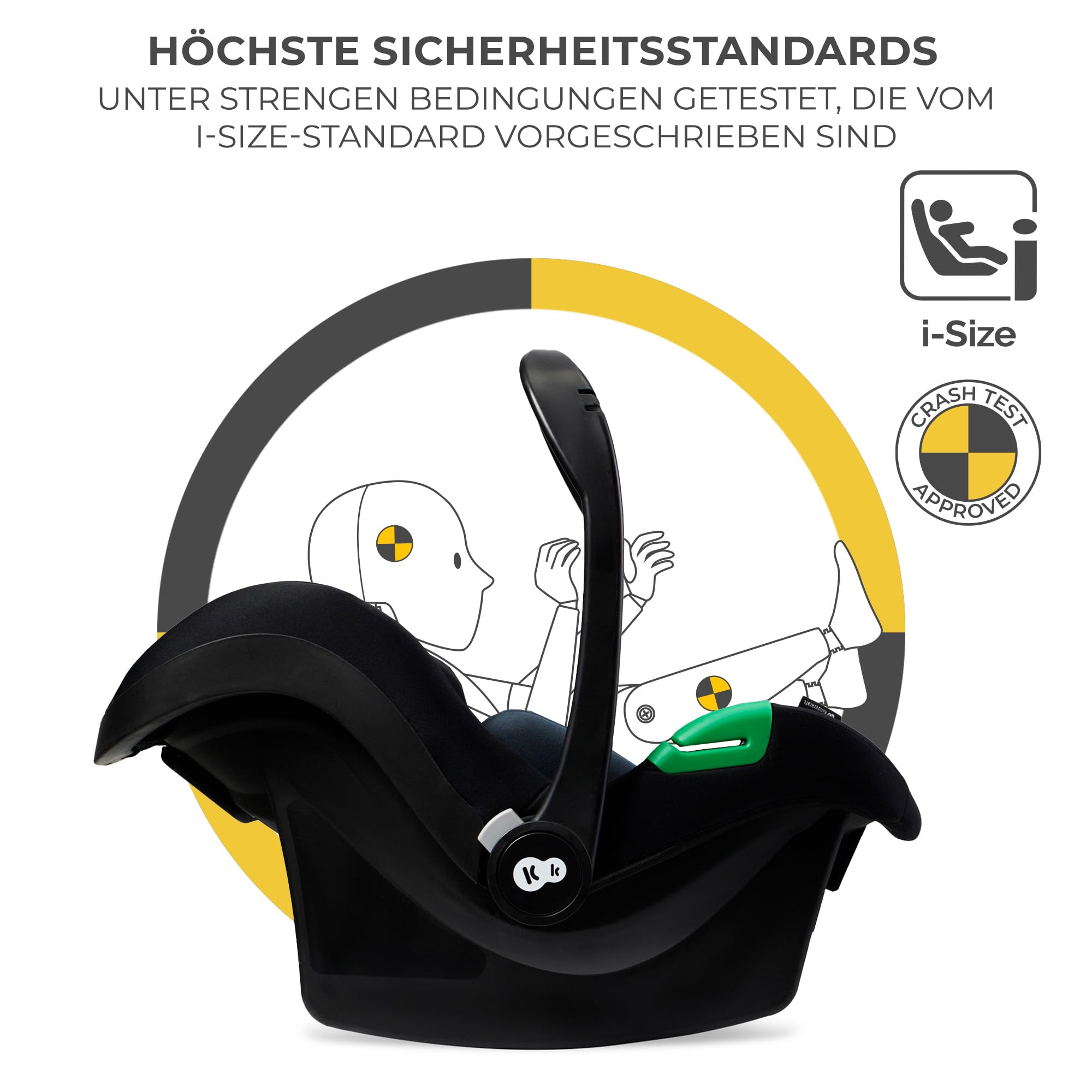 Kinderkraft Kinderwagen 3 in 1 Komplettset bis 22 kg I-Size 40-75 cm wasserfestes Verdeck UPF50+ Schwarz